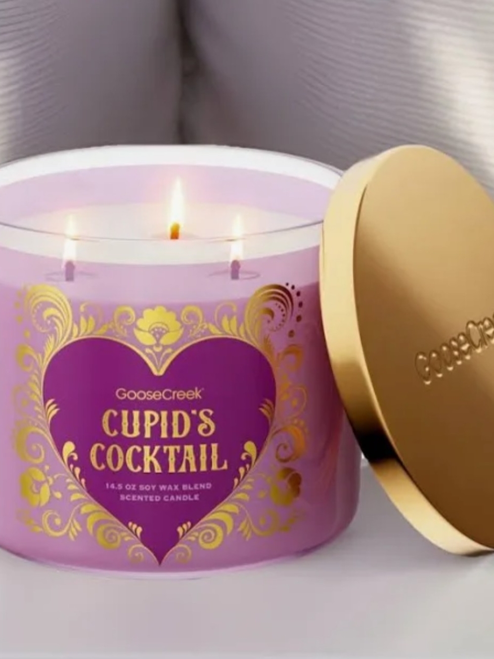 🆕 GOOSE CREEK "Cupids Cocktail" 3 Wick Scented Candle/Decorative Jar